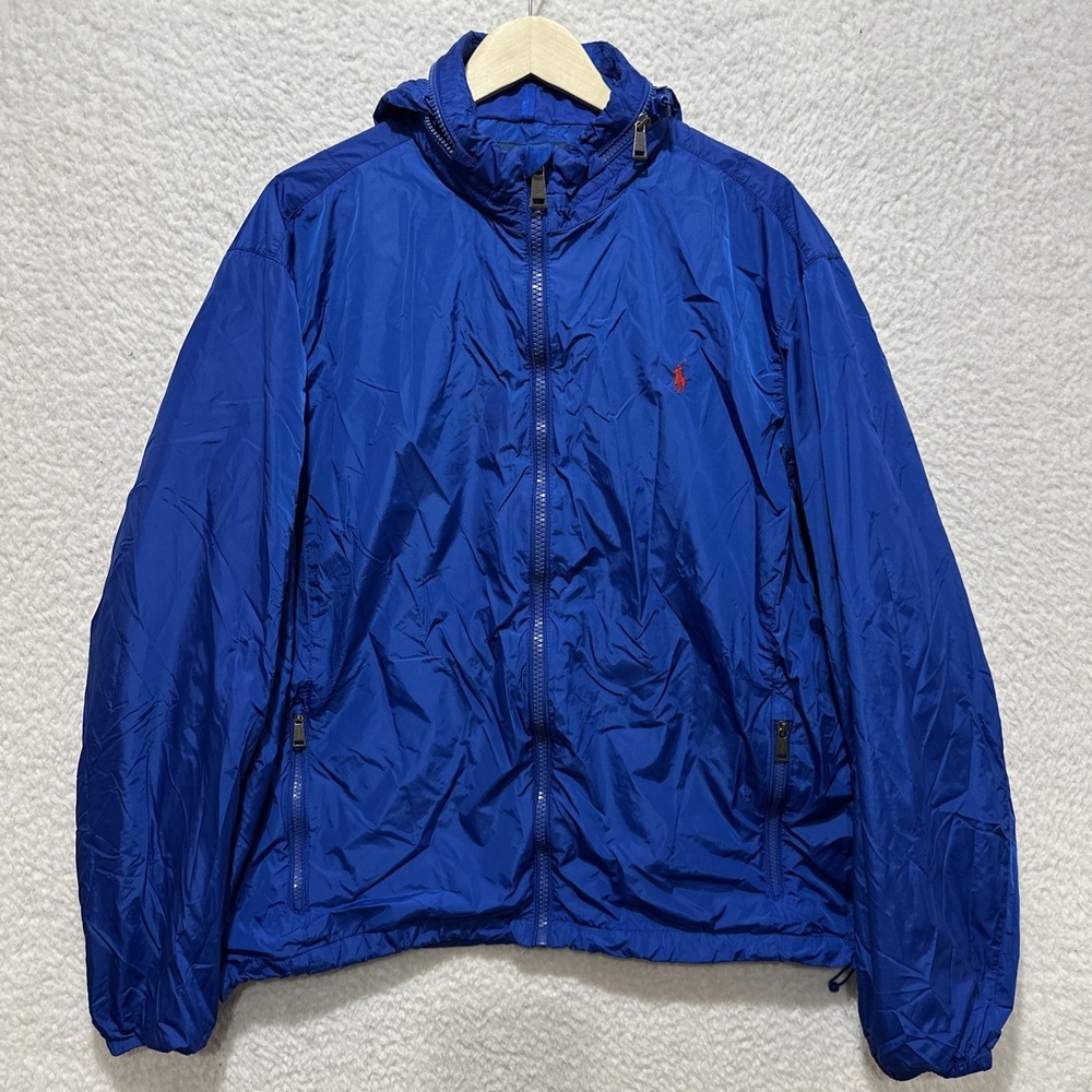 Polo Ralph Lauren Men's Sz 2XL 'Retford'‎ Packable Royal Blue Hooded Windbreaker